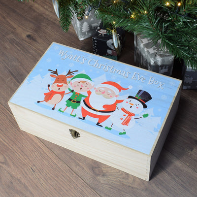 Christmas Eve Box - Wooden Christmas Box With Santa & Friends Design