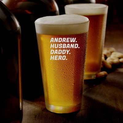 Personalised Pint Glass - 4 WordsPersonalised Pint Glass Contemporary Design - Four Customised Words