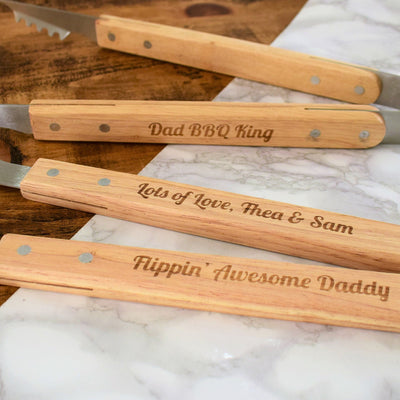 Personalised BBQ Tool Set - Spatula, Fork & Tongs