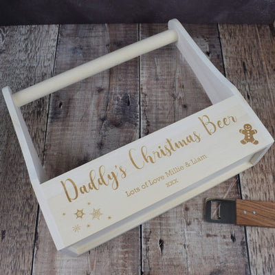 Personalised Wooden Beer Carrier - Daddy's Christmas Beer