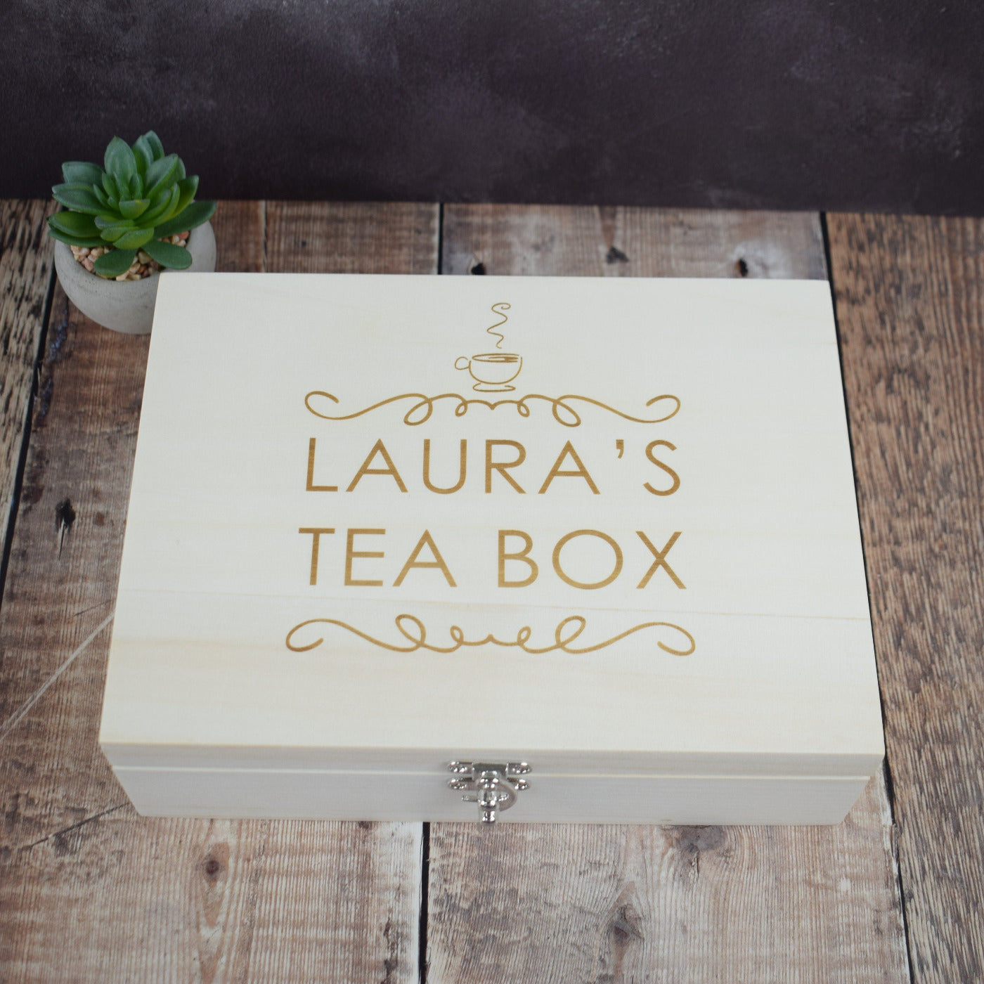 Personalised Tea Storage Box - Personalise With Name