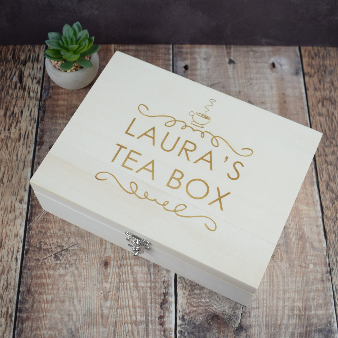 Personalised Tea Storage Box - Personalise With Name