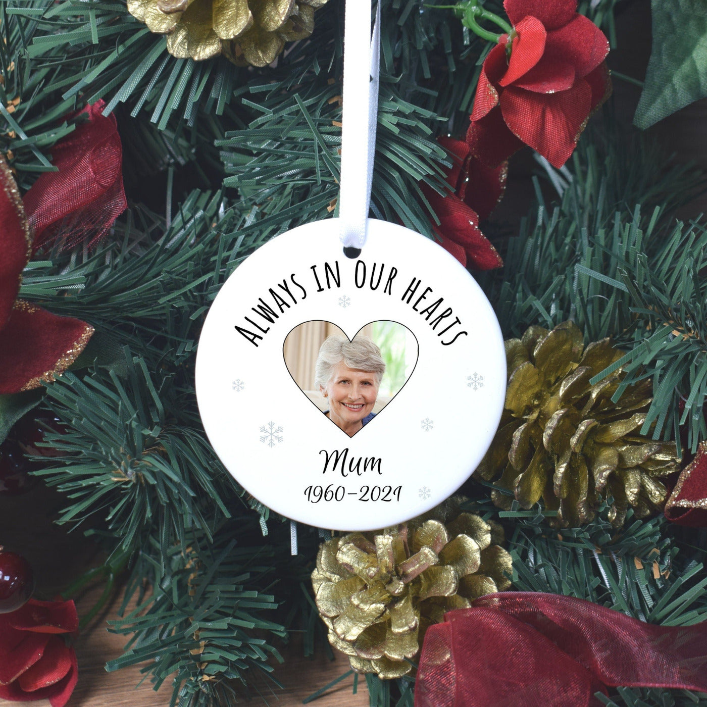 Personalised Photo Mum Memory Christmas Tree Bauble - Christmas Decorations, Mum Memory Baubles, Mum Memorial Ornament
