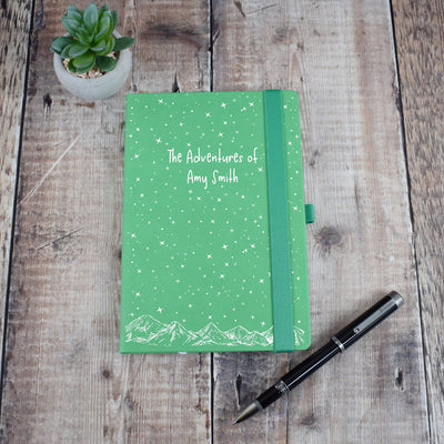 Personalised Travel Notebook - A5 Journal, Mountains Design