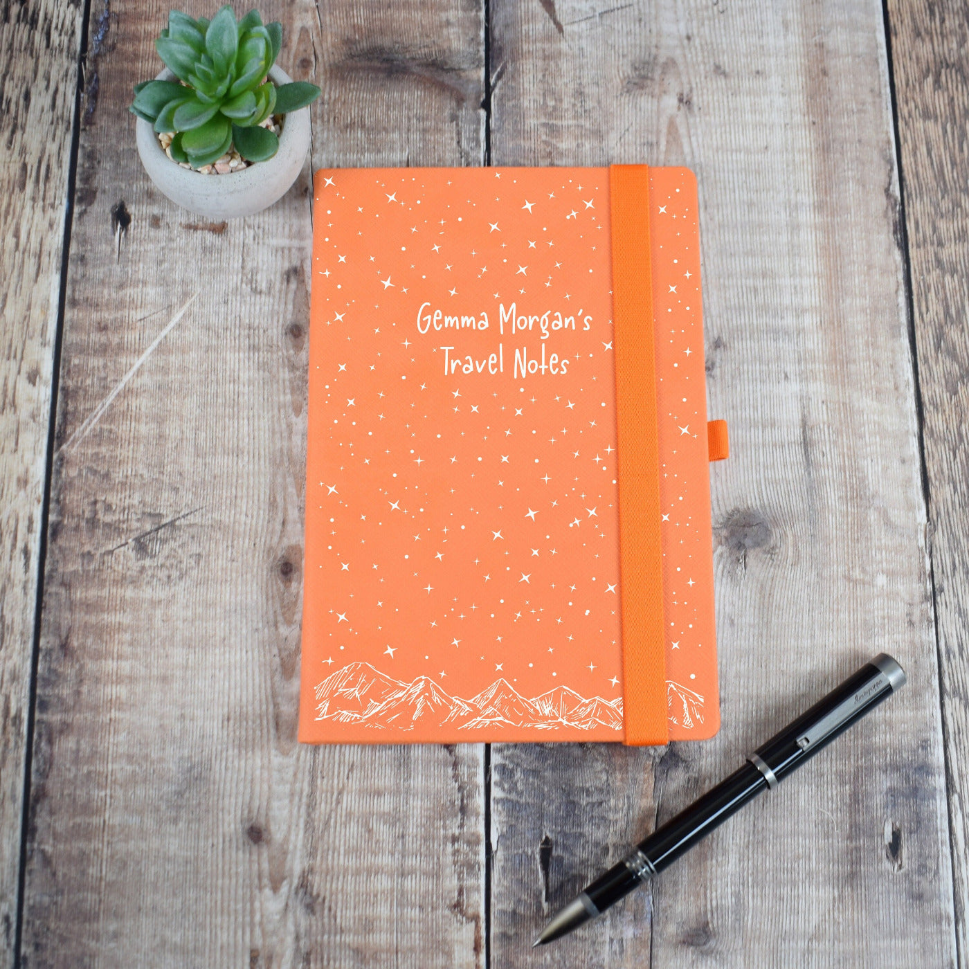 Personalised Travel Notebook - A5 Journal, Mountains Design