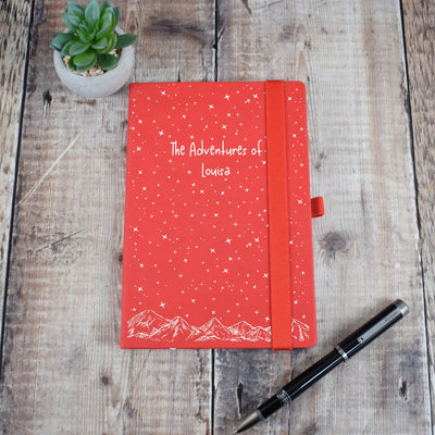 Personalised Travel Notebook - A5 Journal, Mountains Design
