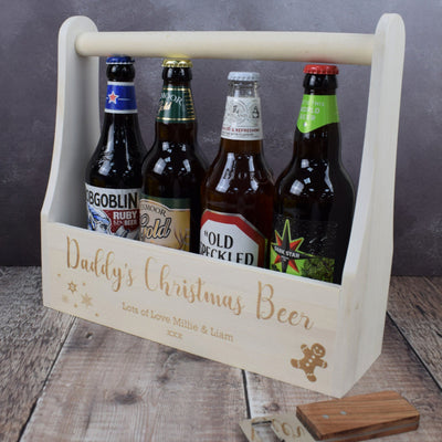 Personalised Beer Carrier Wooden Beer Crate - Christmas