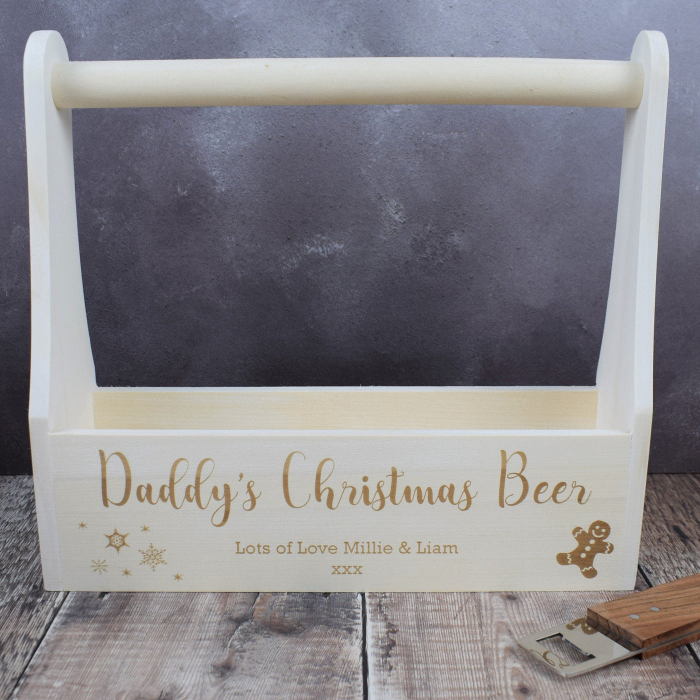 Personalised Beer Carrier Wooden Beer Crate - Christmas