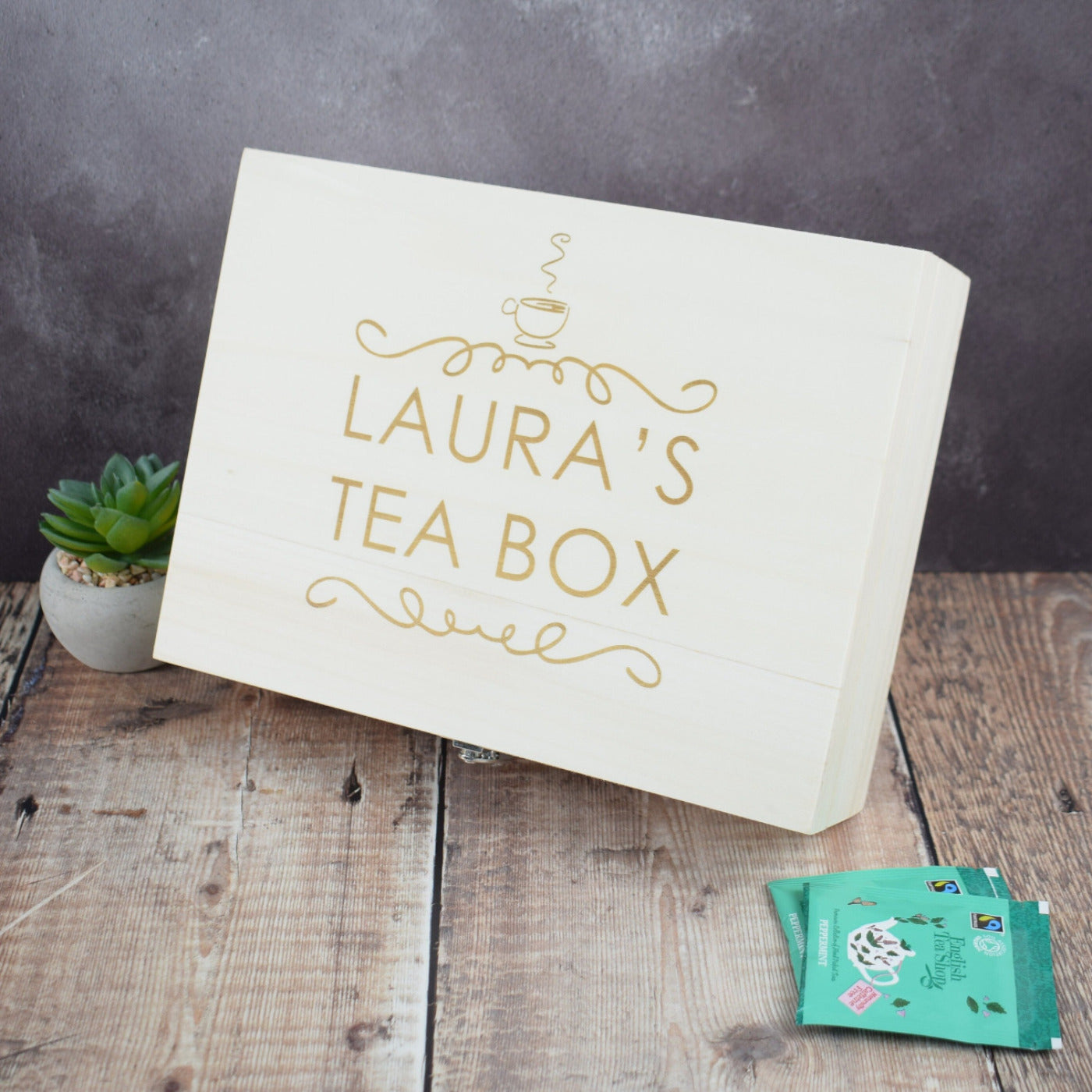 Personalised Tea Storage Box - Personalise With Name