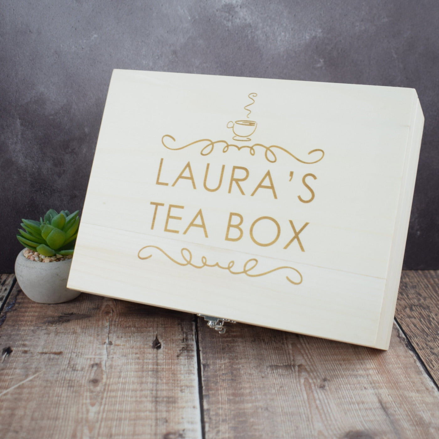 Personalised Tea Storage Box - Personalise With Name