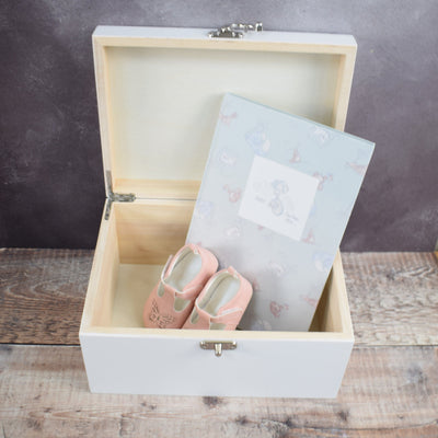 Personalised Baby Memory Box - Wooden Baby Keepsake Boxes, New Baby Gifts for Baby, New Mam's, Christening Gift, Cute Animals - Pink