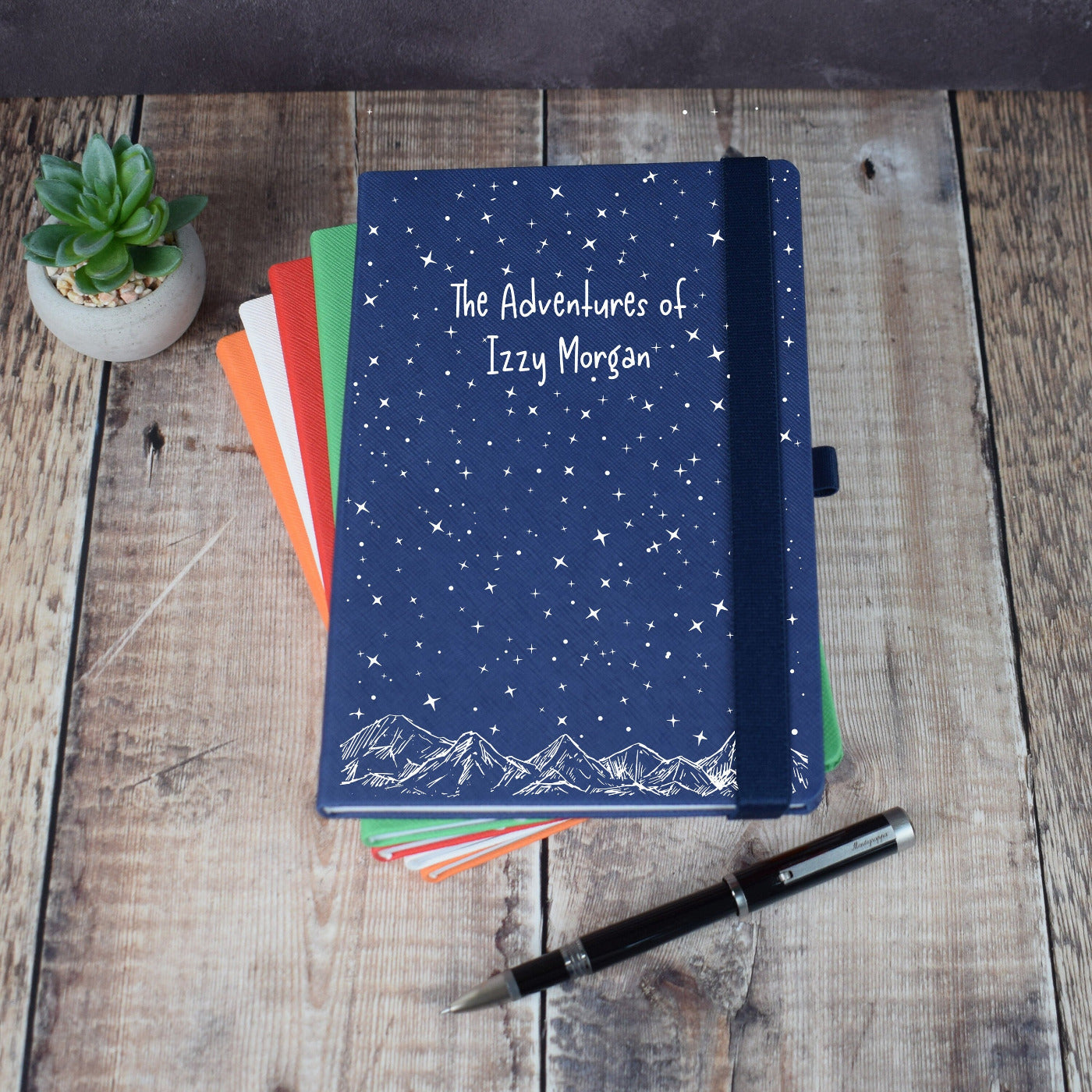 Personalised Travel Notebook - A5 Journal, Mountains Design