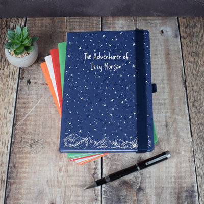 Personalised Travel Notebook - A5 Journal, Mountains Design
