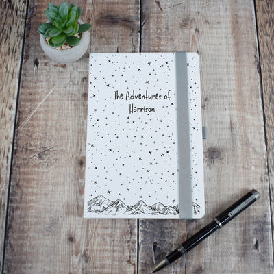 Personalised Travel Notebook - A5 Journal, Mountains Design