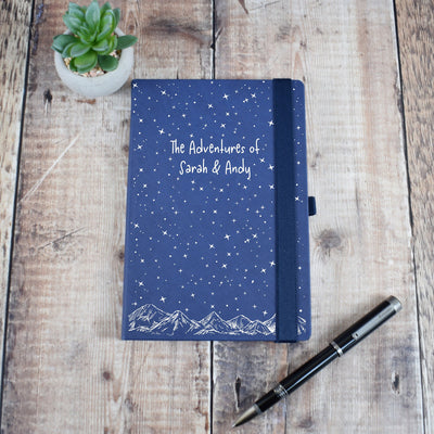 Personalised Travel Notebook - A5 Journal, Mountains Design