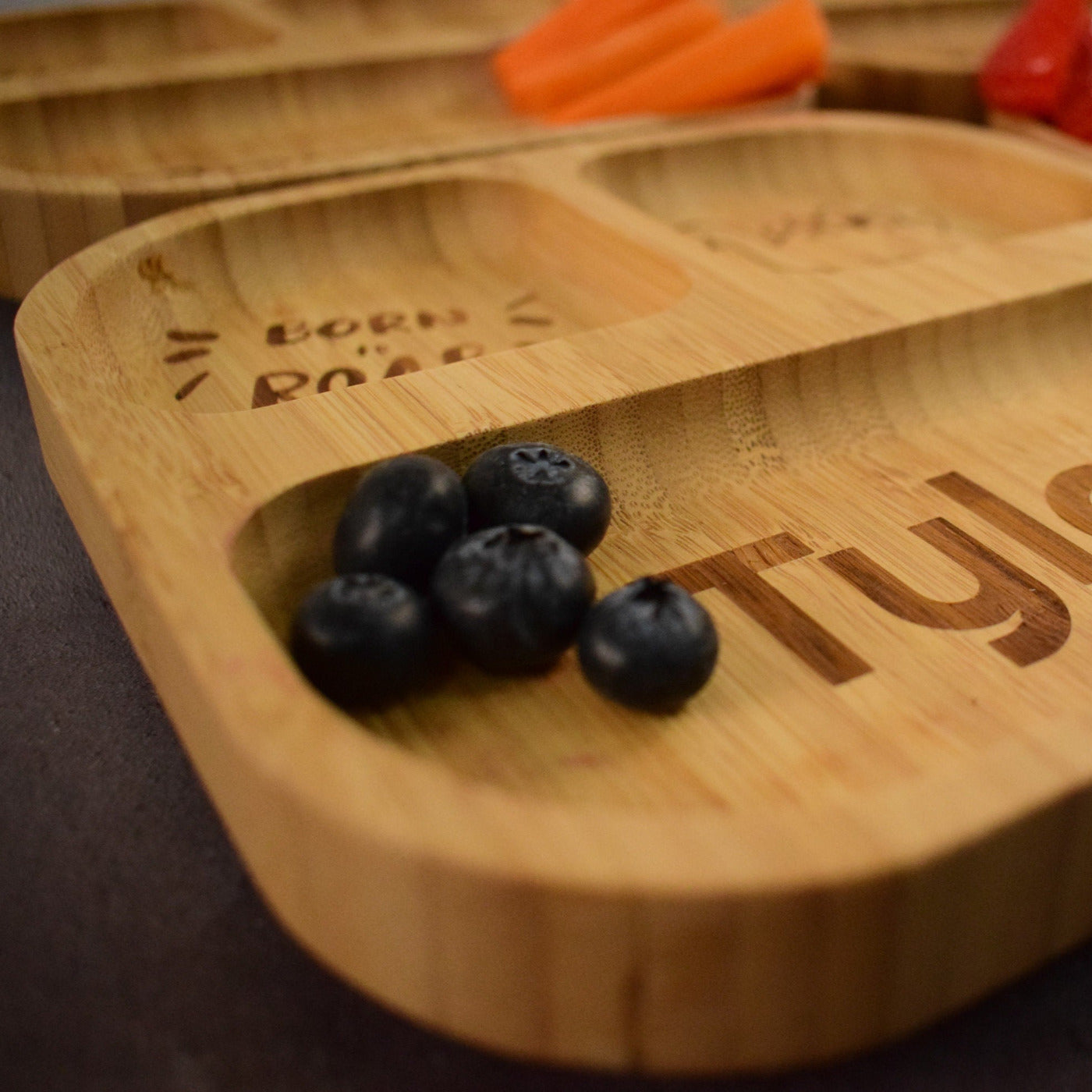 Personalised Engraved Bamboo Children's Plate - Weaning - Baby Gift - Toddler Gifts- 4 Section Square Bamboo Plate with Suction