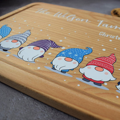 Personalised Christmas Gonk Cheese Board & Serving Platter