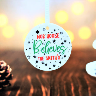 Personalised Geordie Christmas Bauble - Wor Hoose Believes