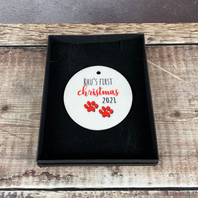 Personalised Dog's First Christmas Bauble