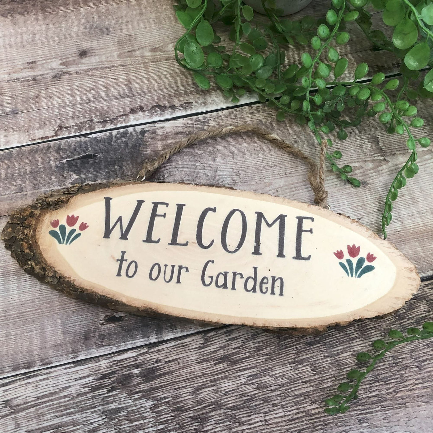 Wooden Garden Sign Wooden Welcome to Our Garden Hanging Sign - Gifts for Nans Grans - Gardener Gifts