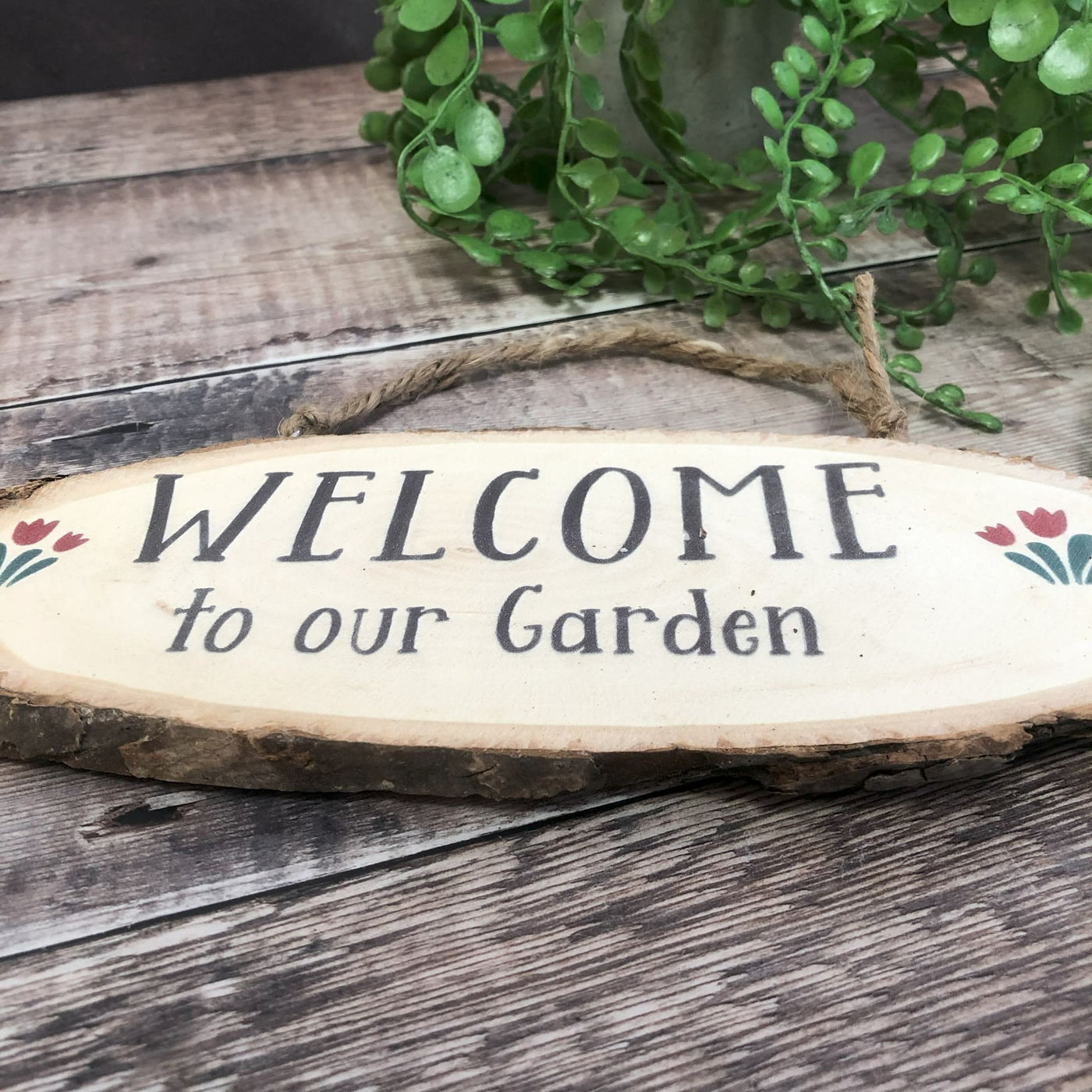 Wooden Garden Sign Wooden Welcome to Our Garden Hanging Sign - Gifts for Nans Grans - Gardener Gifts