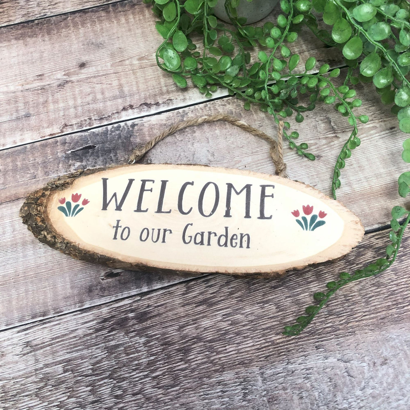 Wooden Garden Sign Wooden Welcome to Our Garden Hanging Sign - Gifts for Nans Grans - Gardener Gifts