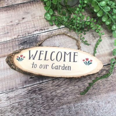 Wooden Garden Sign Wooden Welcome to Our Garden Hanging Sign - Gifts for Nans Grans - Gardener Gifts