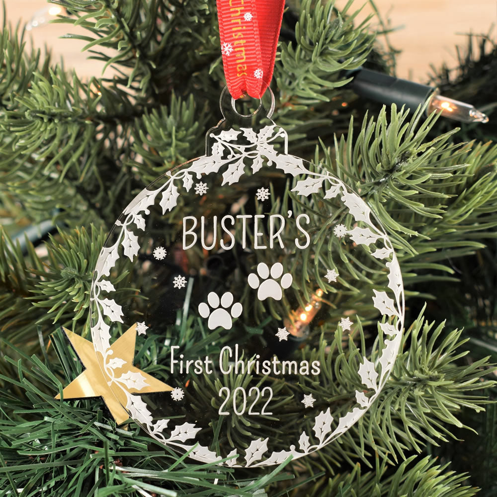 Personalised Christmas Tree Bauble - Cat & Dog Paw Print