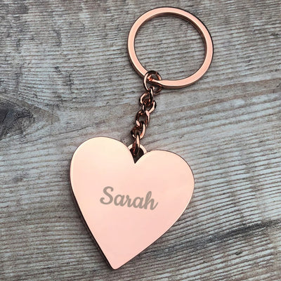 Engraved Heart Keyring - Rose Gold
