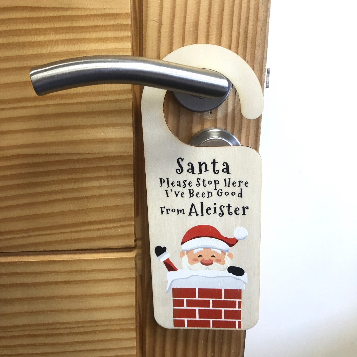 Personalised "Santa, Please Stop Here" Christmas Door Hangers - Multiple Festive Designs