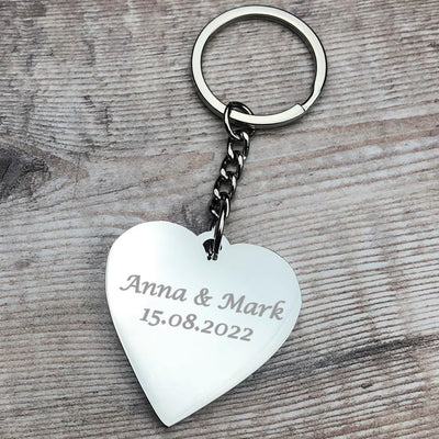 Engraved Heart Keyring - Silver