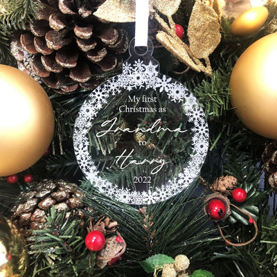 Personalised Christmas Round Bauble - My First Christmas As