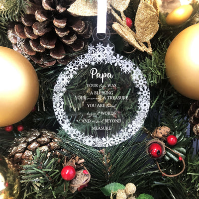 Personalised Memorial Round Bauble - Remembrance Poem