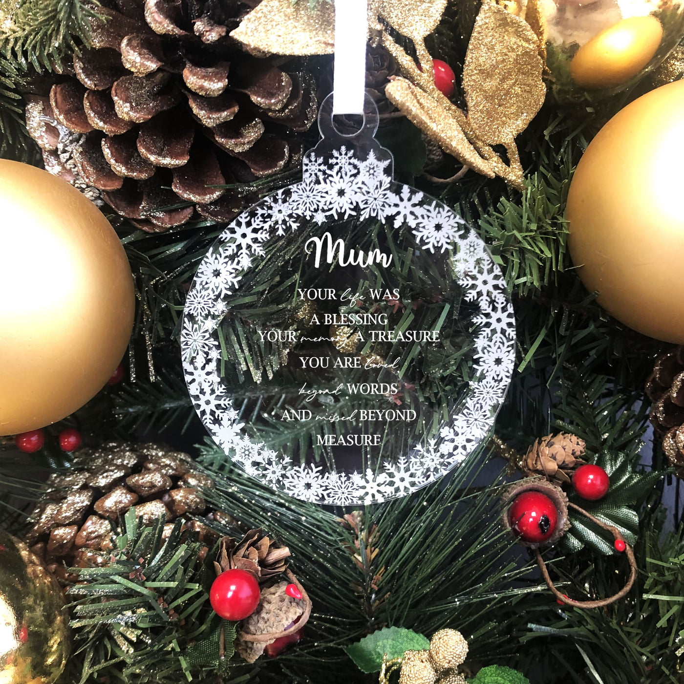 Personalised Memorial Round Bauble - Remembrance Poem