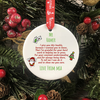 Personalised Teacher Christmas Gift - Christmas Bauble